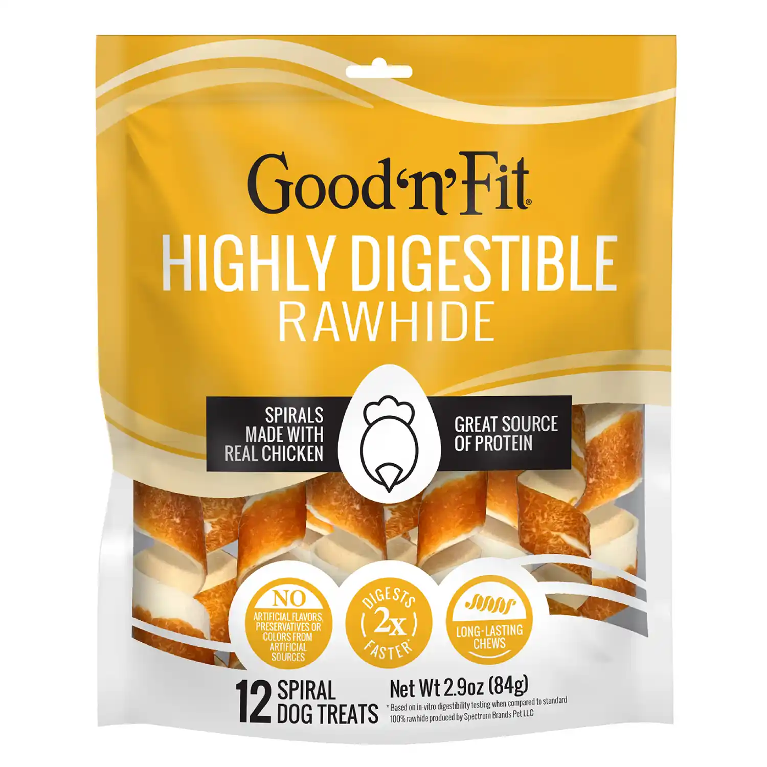 Highly Digestible Rawhide Spirals, 12 ct - Front
