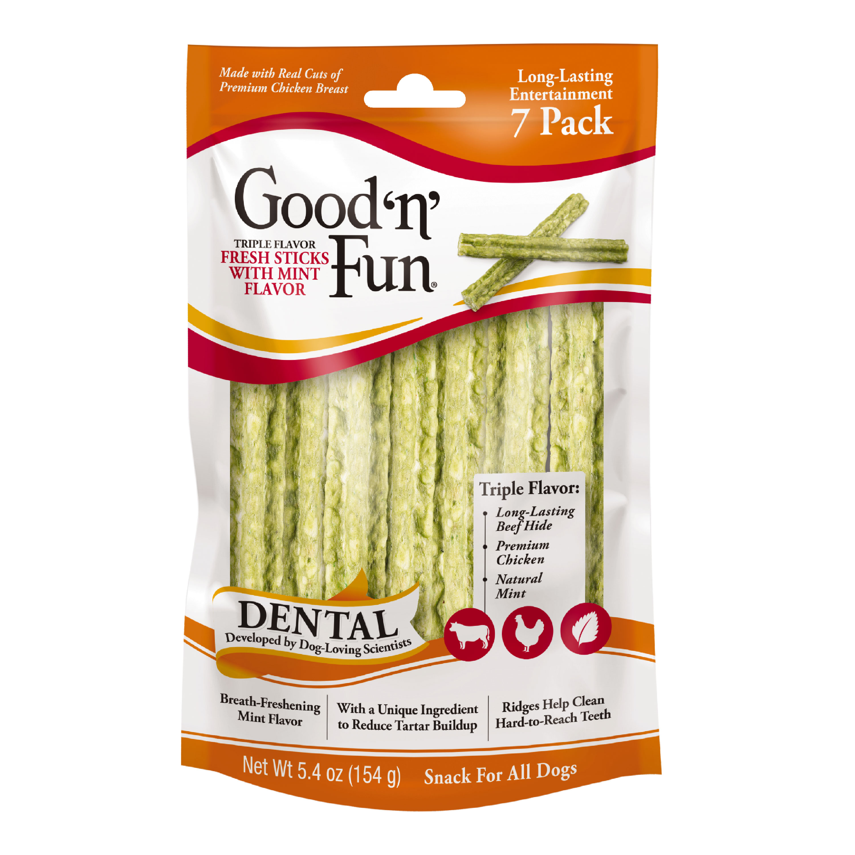 Good n Fun Triple Flavor Twists 35 Count Rawhide Chews For Dogs Made with Chicken Pork and Premium Beef Hide