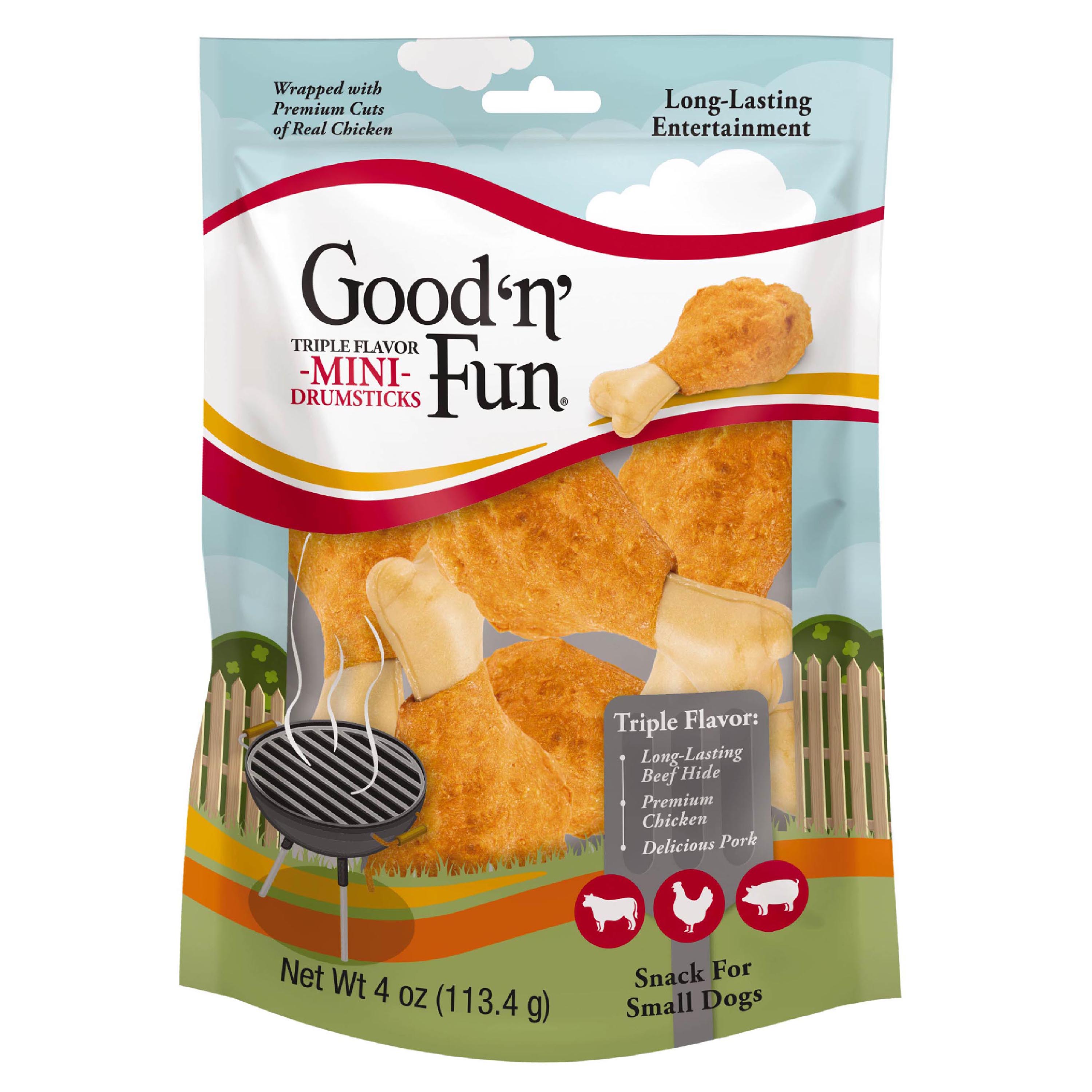 P-94871T Triple Flavor Mini Drumsticks Chews - Front Render