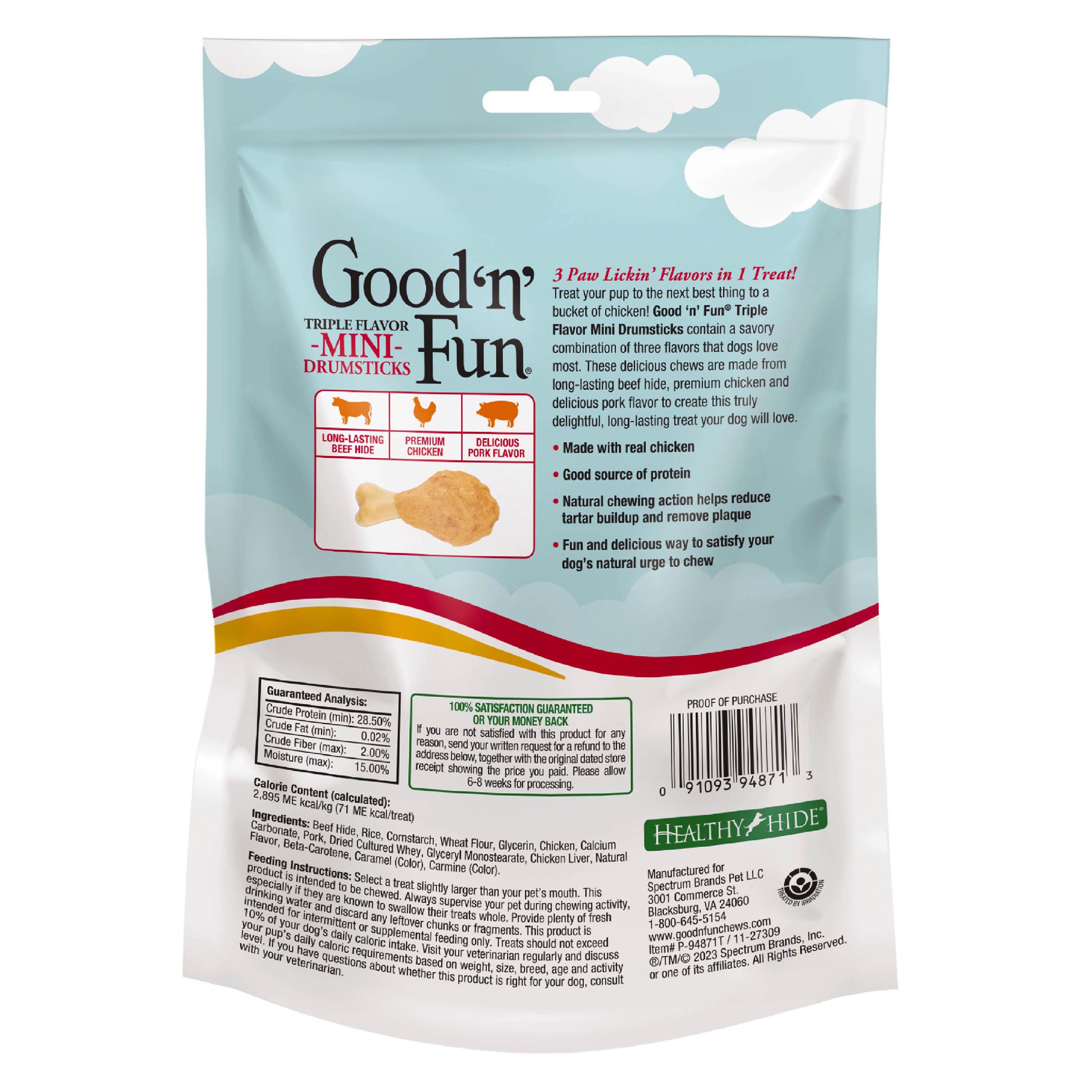 P-94871T Triple Flavor Mini Drumsticks Chews - Back Render