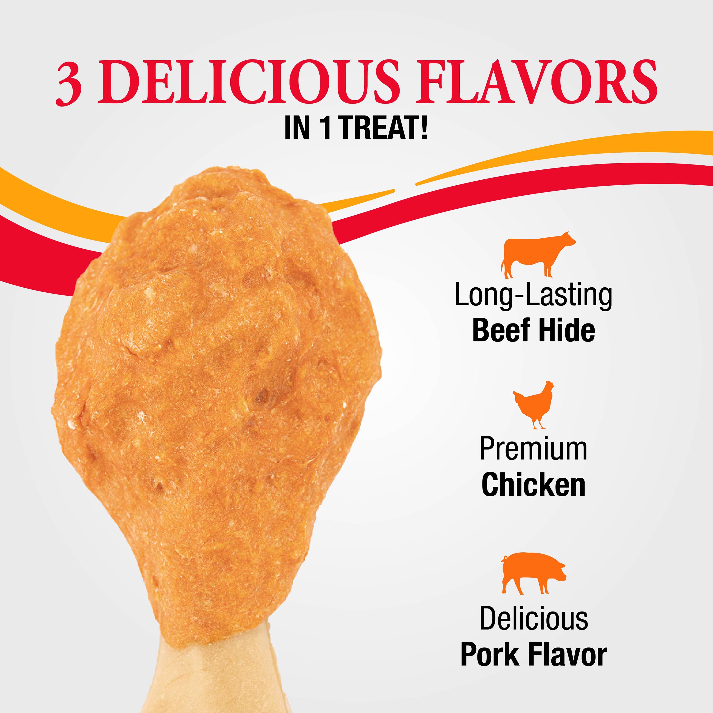 P-94871T Triple Flavor Mini Drumsticks Chews - 3 Delicious Flavors in 1 Treat