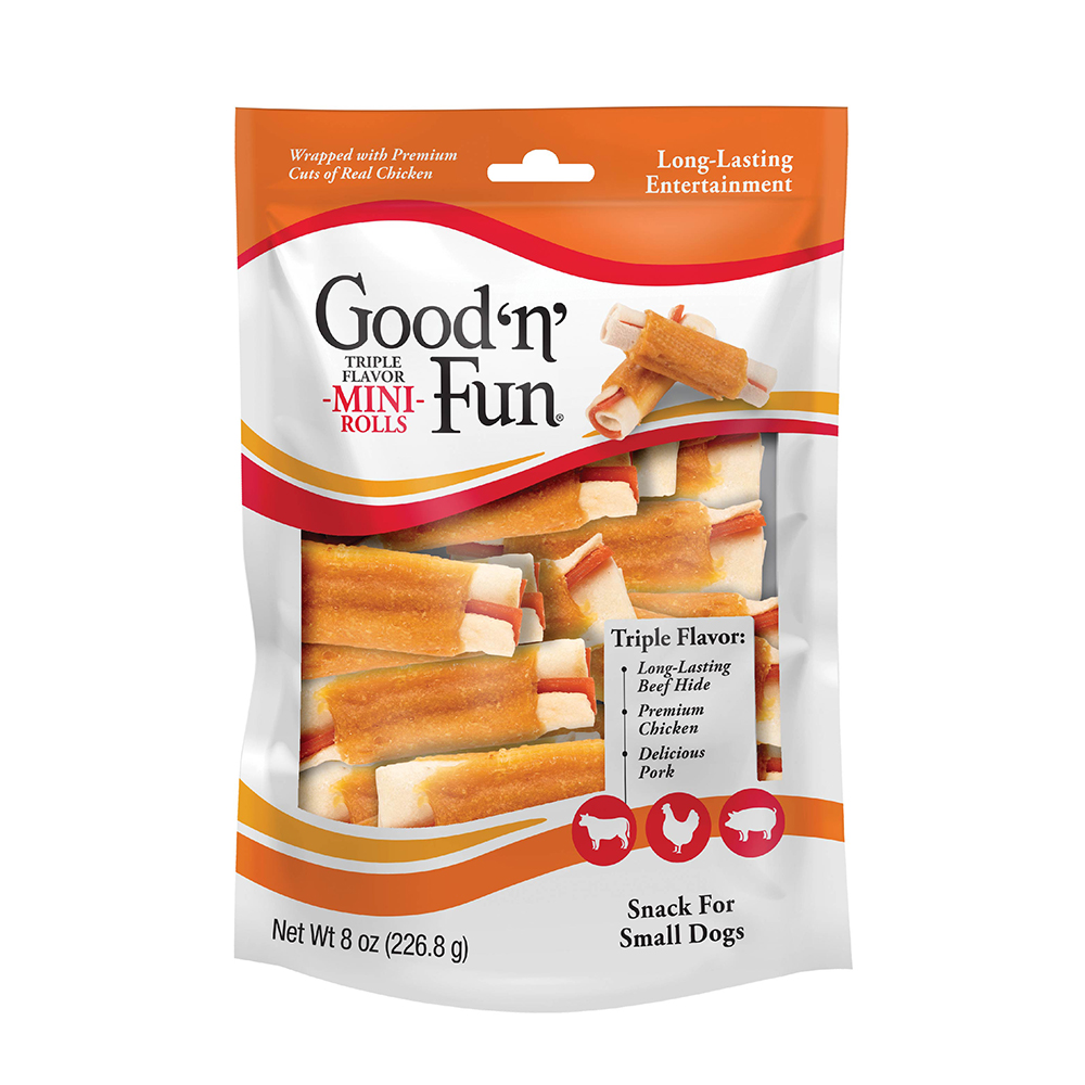Good n Fun Triple Flavor Mini Ribs with Peanut Butter Flavor Treat Your Small Dog to a Long Lasting Rawhide Chews