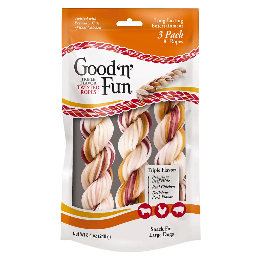 Triple Flavor Twisted Ropes for Large Dogs, 3 Count - Front of package