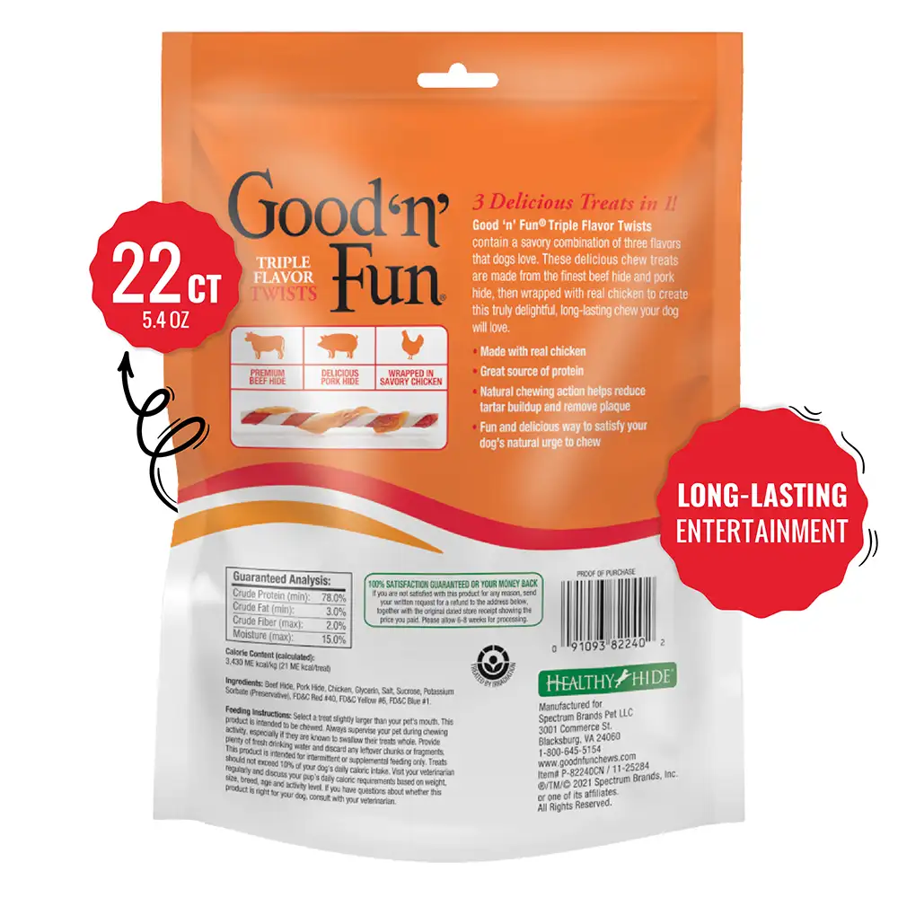 Triple Flavor Twists for All Dogs, 22 Count - back of package