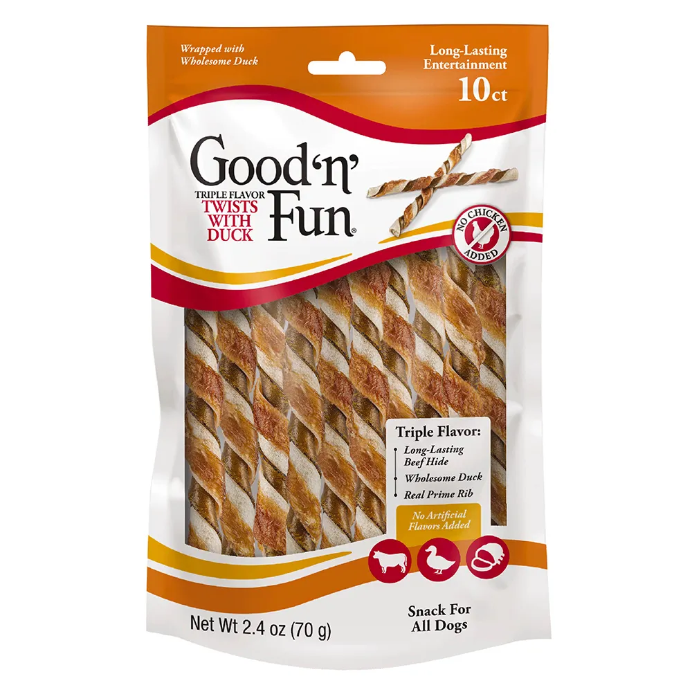 Triple Flavor Twists with Duck for All Dogs, 10 Count - Front of package