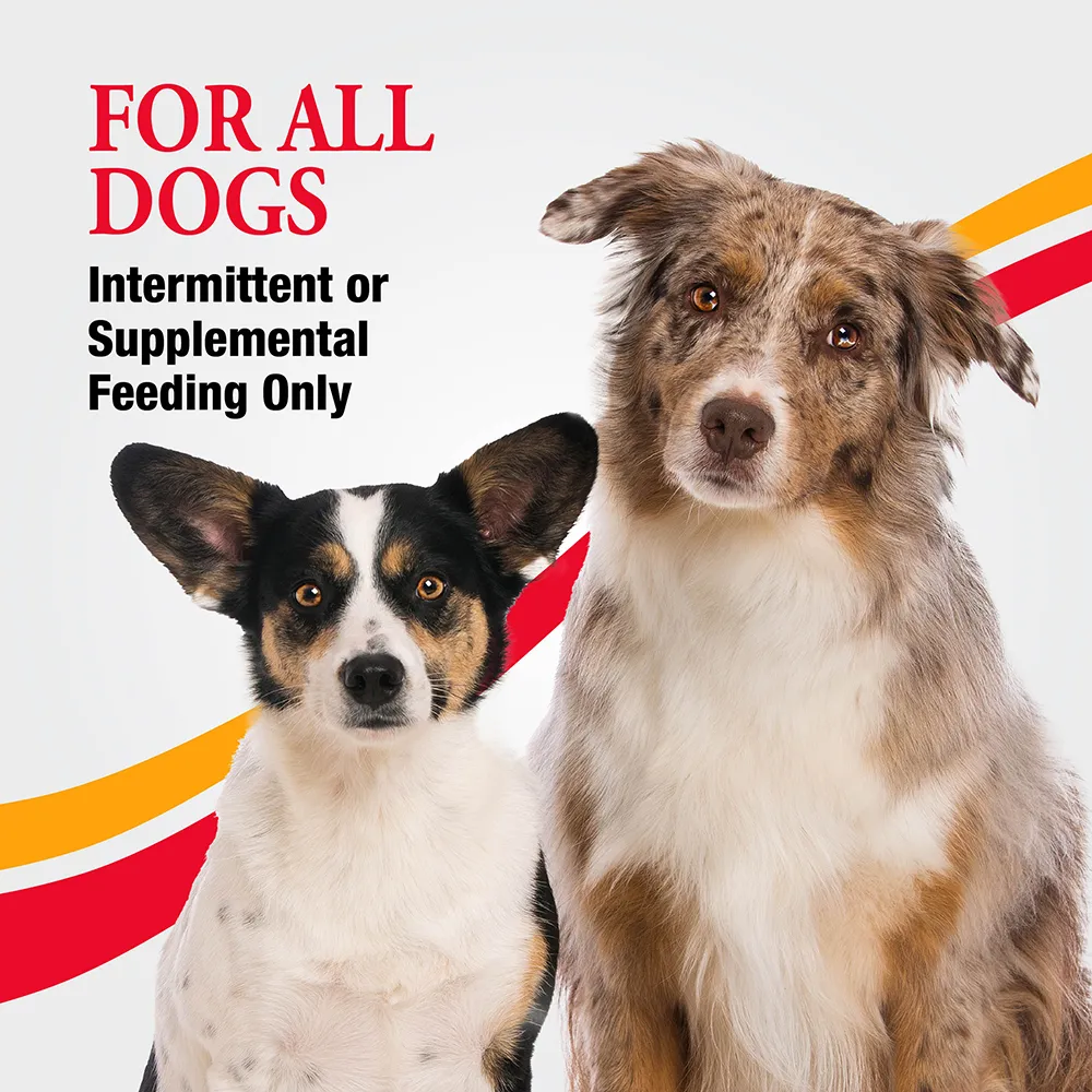 For all dogs. Intermittent or supplemental feeding only