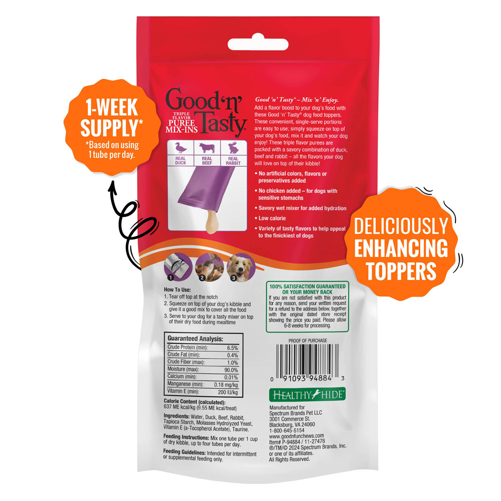 Dog Topper Mix Ins P94884 back of packaging