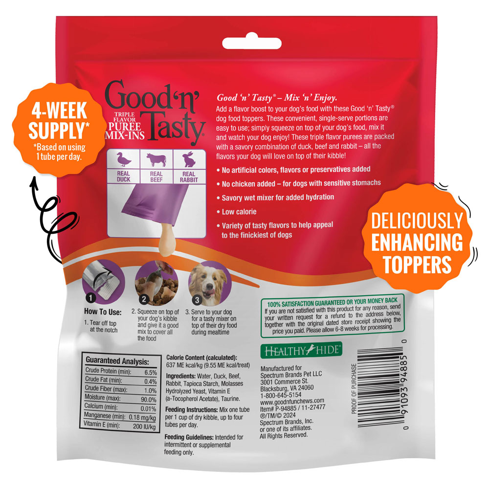 Dog Topper Mix Ins P94885 back of packaging