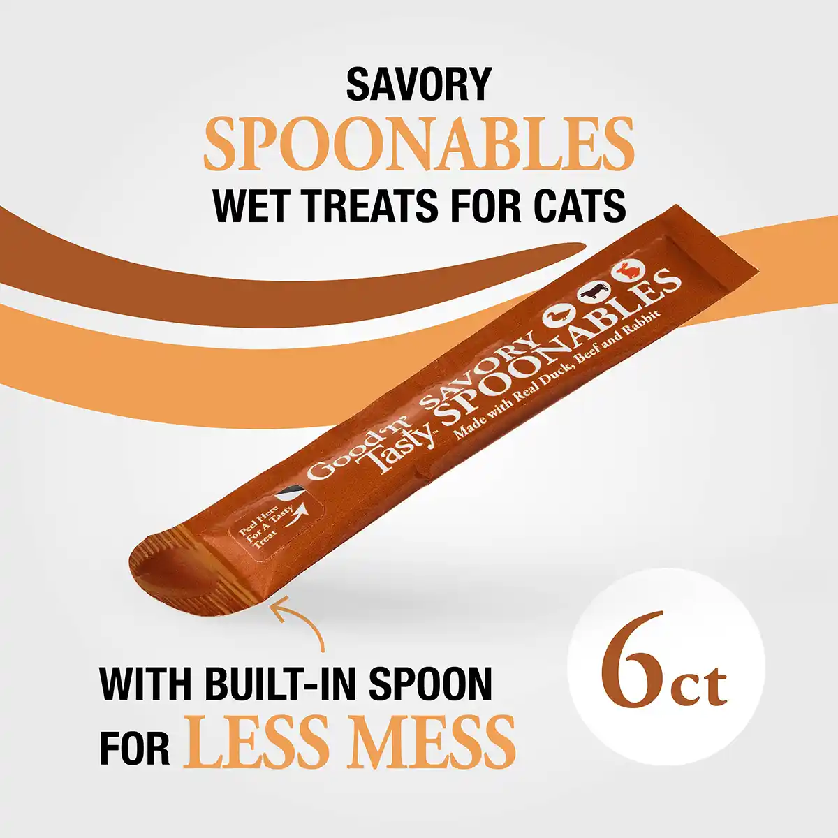 Savory Spoonables wet treats for cats with built-in spoon for less mess. 6ct. 