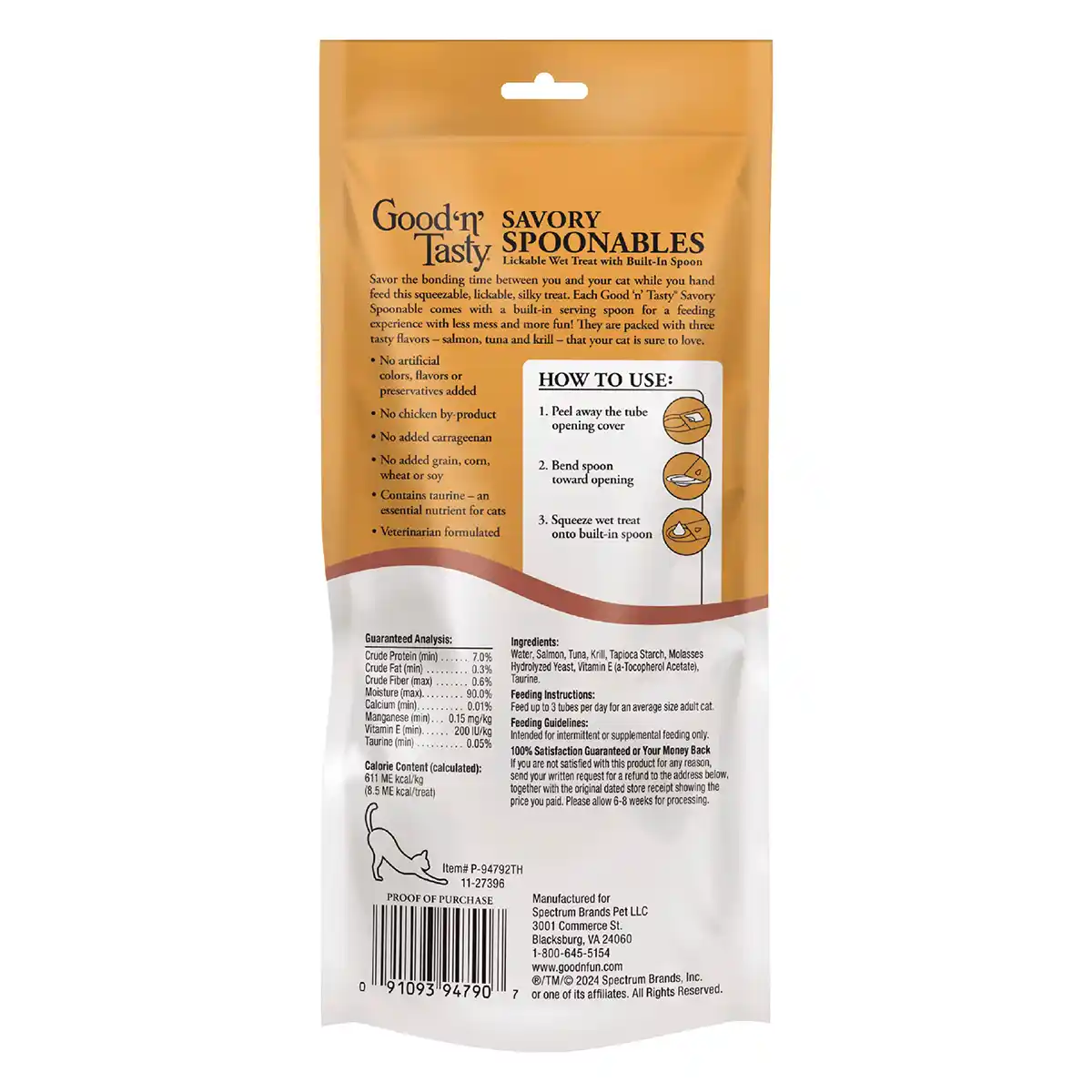 Savory Spoonables with Salmon, Tuna and Krill 6ct back of packaging
