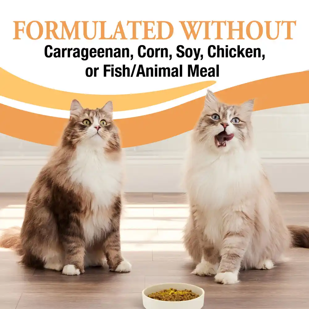 Formulated without carrageenan, corn, soy, chicken or fish and animal meal