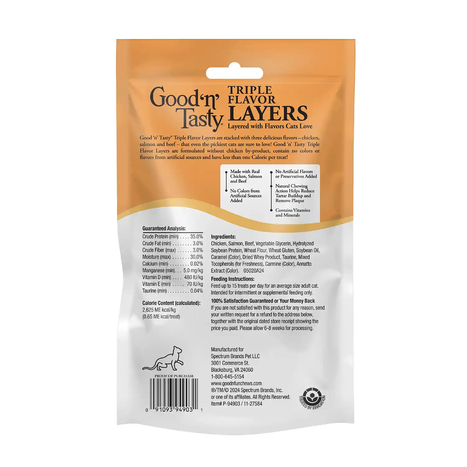 Good'n'Tasty Triple Layer Cat Treat 3.8 oz back of packaging