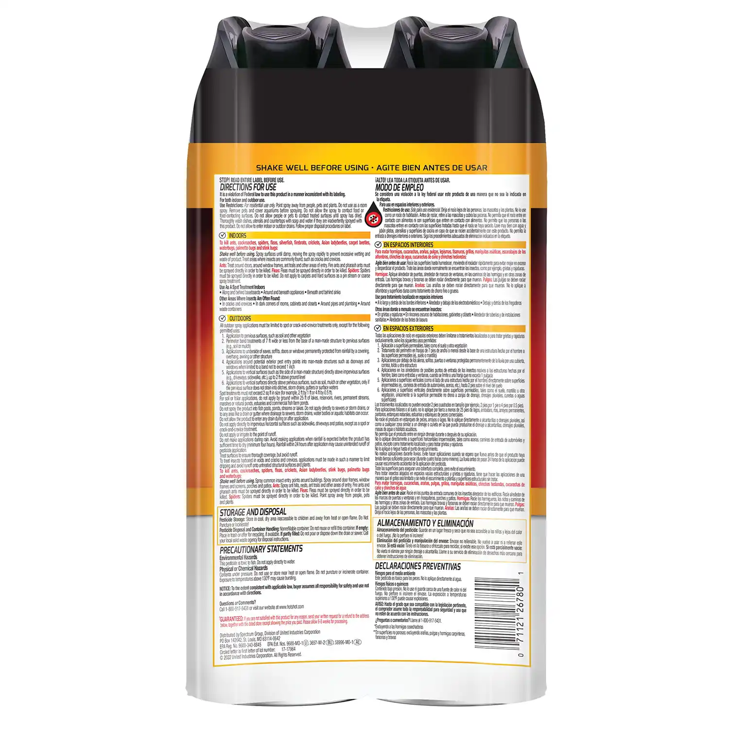 HG-26780 Ant, Roach, & Spider Killer Twin Pack (Frag-Free) Back