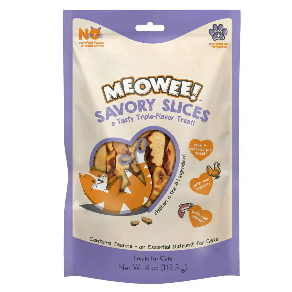 Meowee Savory Slices 4 oz front of packaging