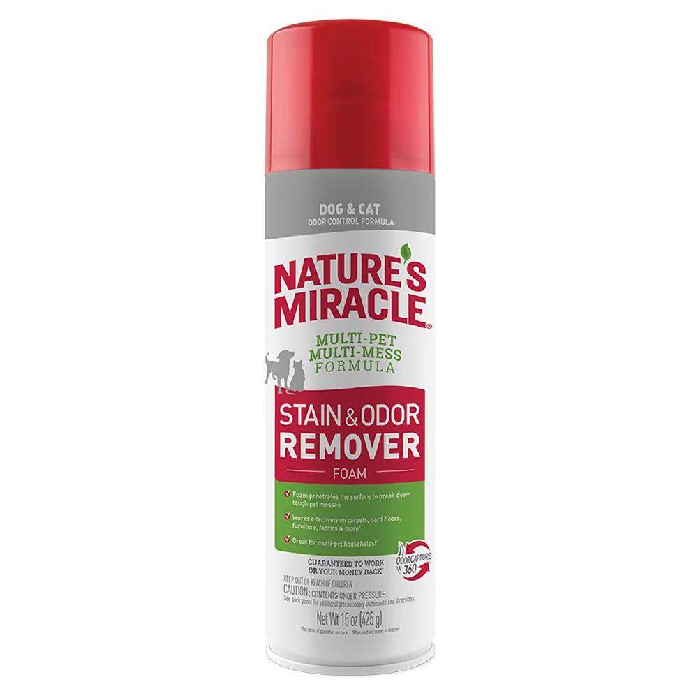 Multi-Pet, Multi-Mess Core Stain & Odor Remover Foam Aerosol, 15 Ounces - Front of package