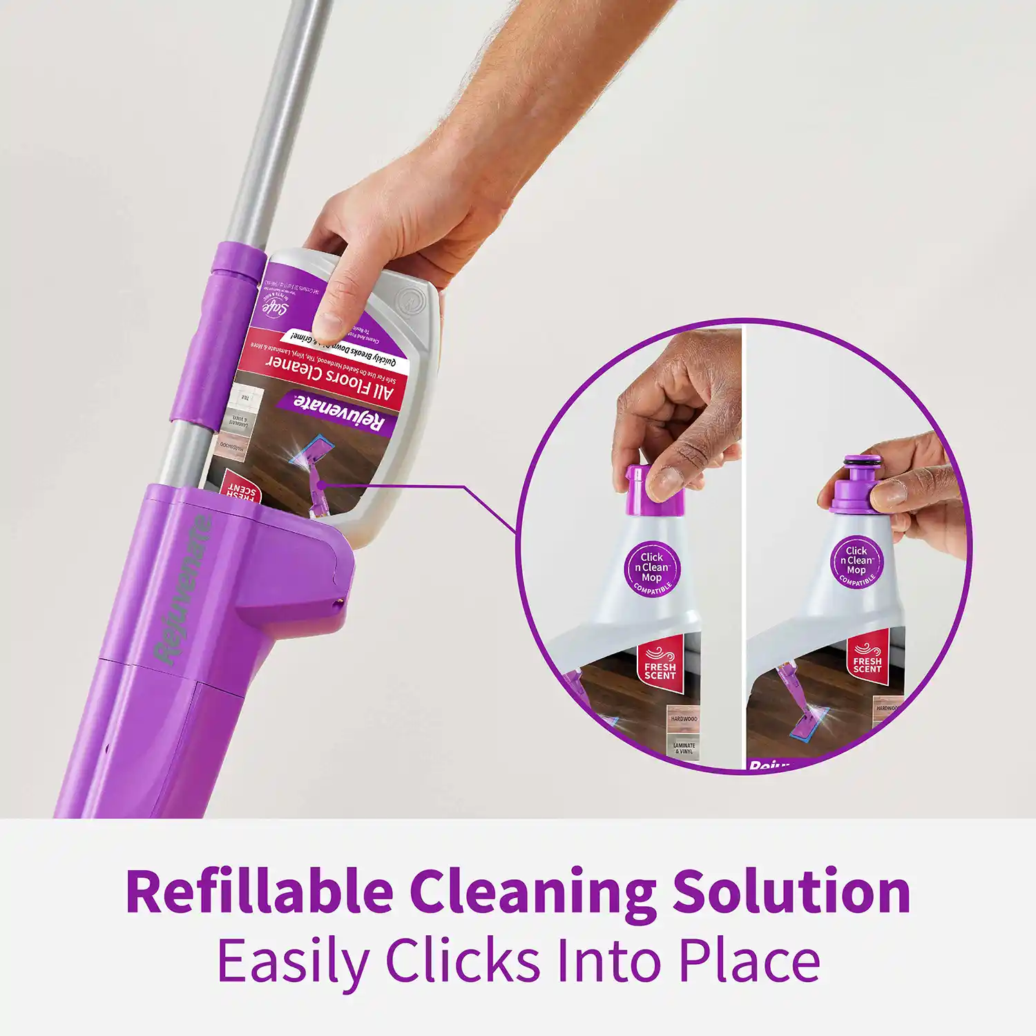 HG-R00293-2 Rejuvenate Click n Clean Multi-Surface Spray Mop All-In-One Kit Cleans And Revitalizes Floors With Reusable Microfiber Pad Washable Up To 100X - Refillable Cleaning Solution
