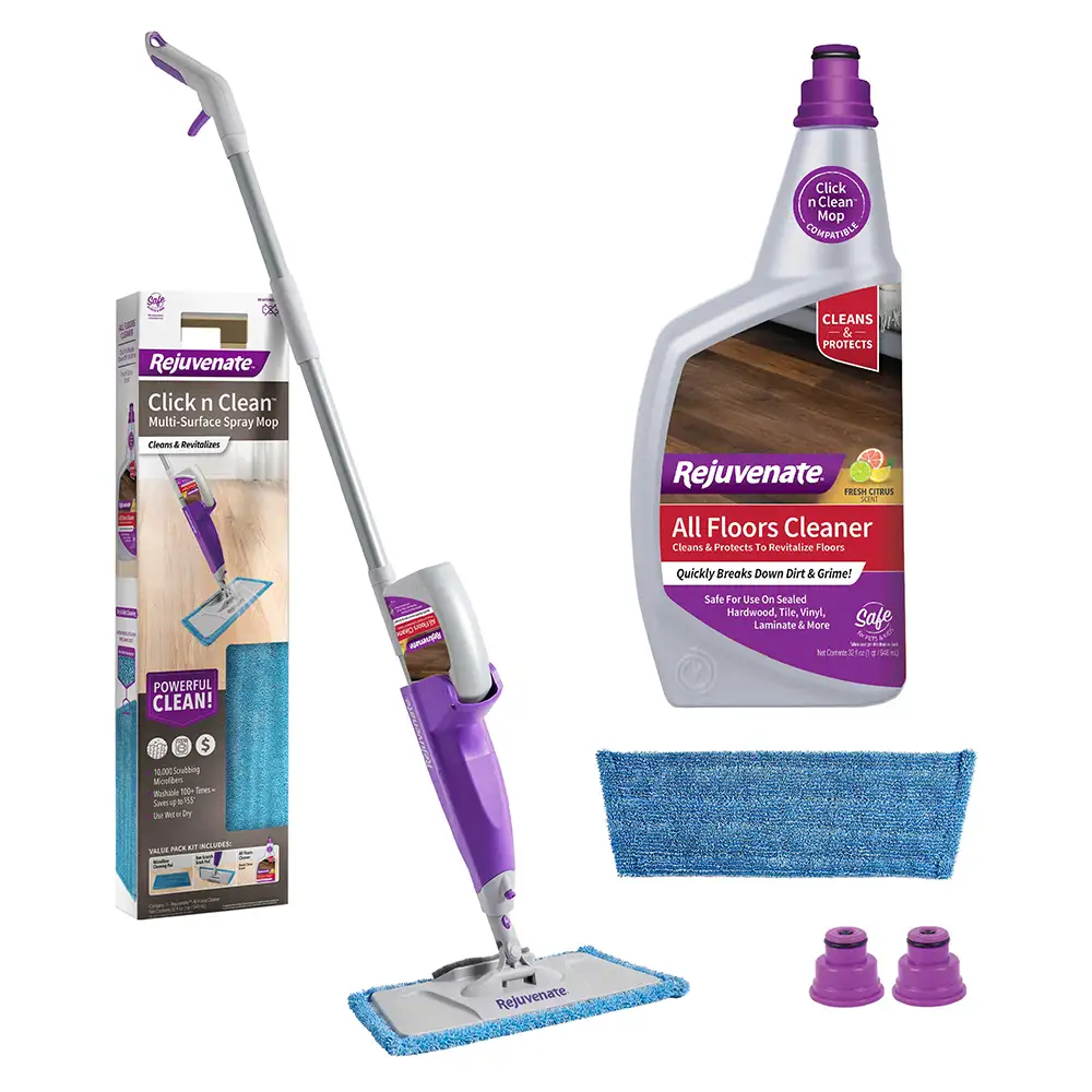 rejuvenate click n clean multi-surface spray mop system - kit items