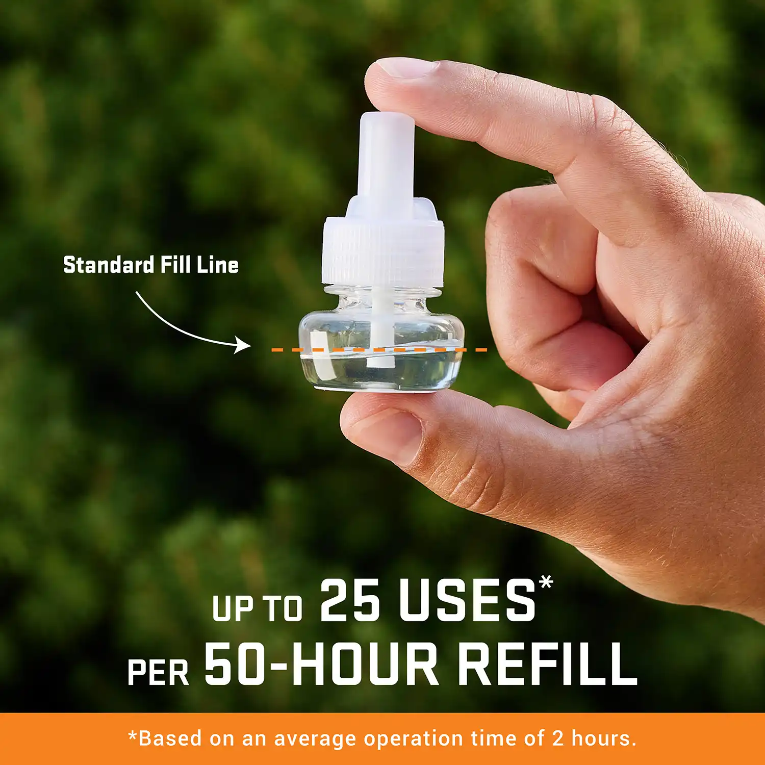 UP TO 25 USES* PER 50-HOUR REFILL *Based on an average operation time of 2 hours.