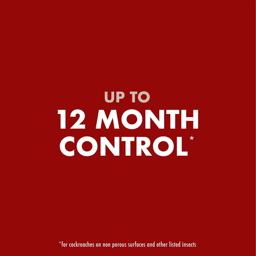 Up to 12 Months Control (for cockroaches on non porous surfaces and other listed insects)