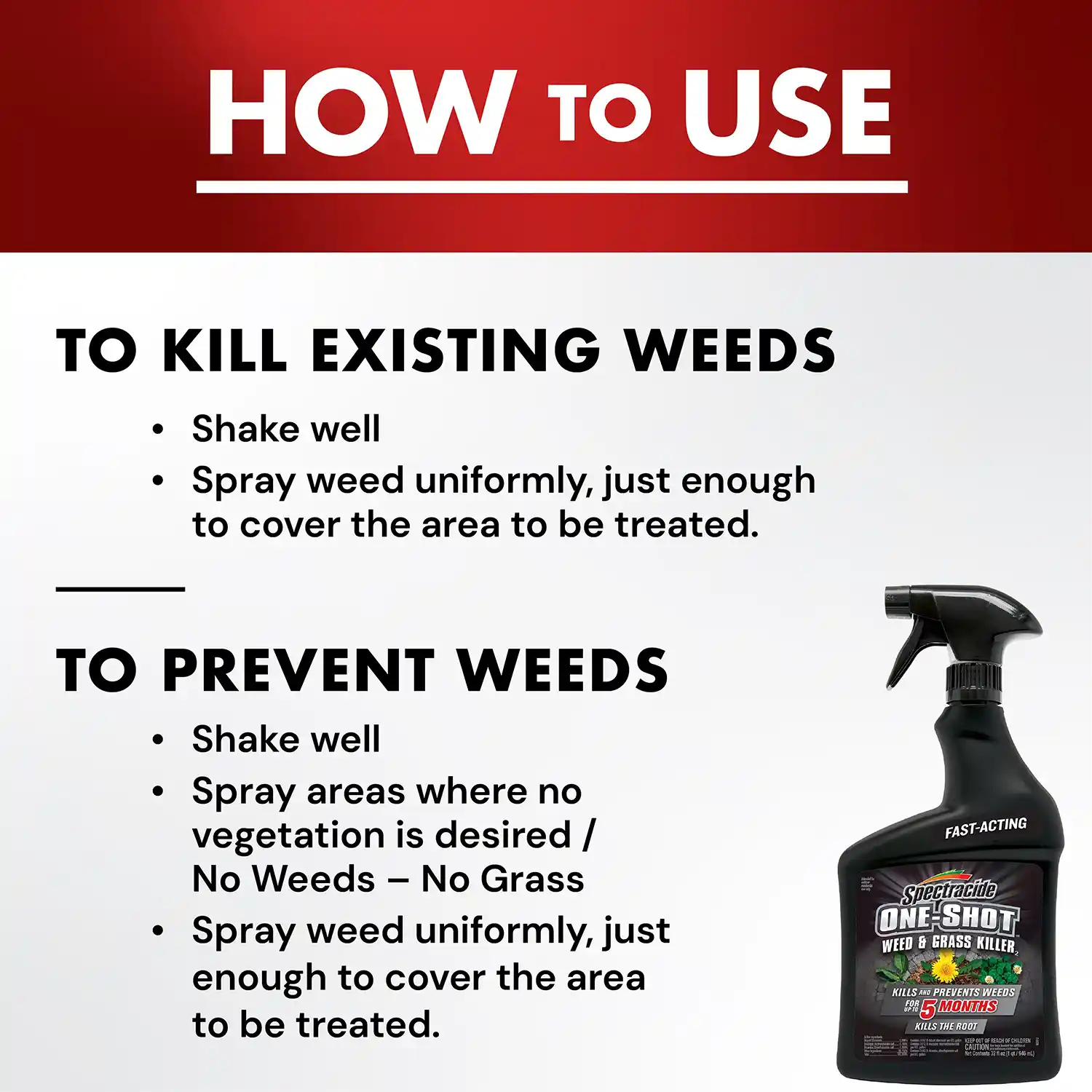 One Shot Weed and Grass Killers 32 oz - How to Use