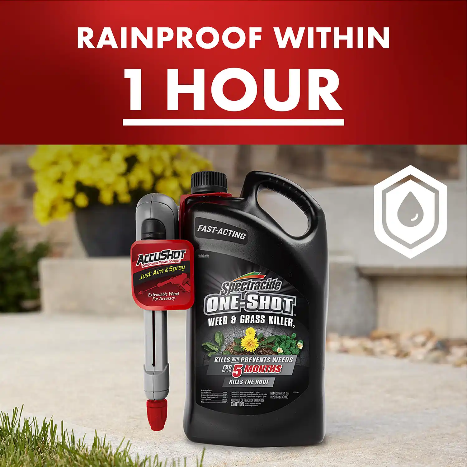 One-Shot® Weed & Grass Killer2 with AccuShot® Sprayer 1 Gallon - Rainproof Within 1 Hour