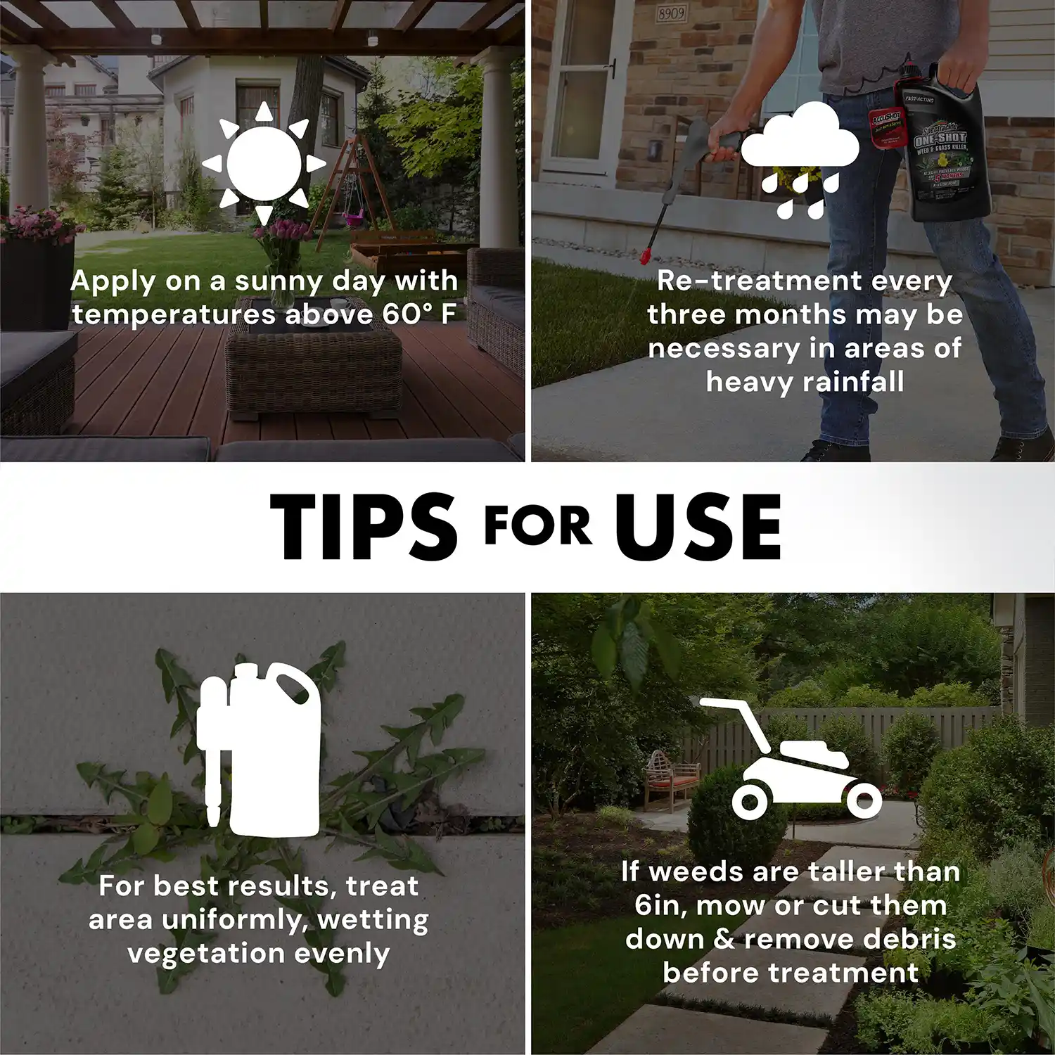 One-Shot® Weed & Grass Killer2 with AccuShot® Sprayer 1 Gallon - Tips for Use