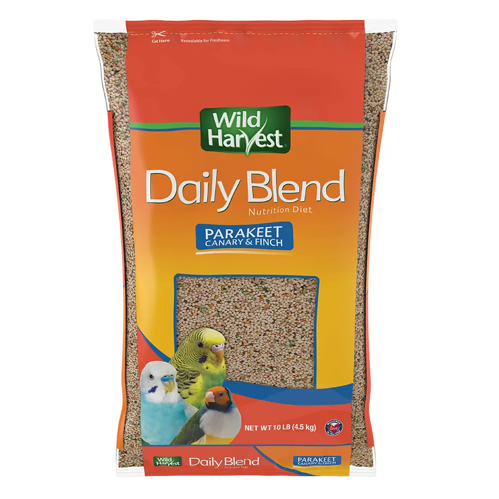 Daily Blend Nutrition Diet for Parakeets, Canaries, and Finches 10 Pounds - Front of package