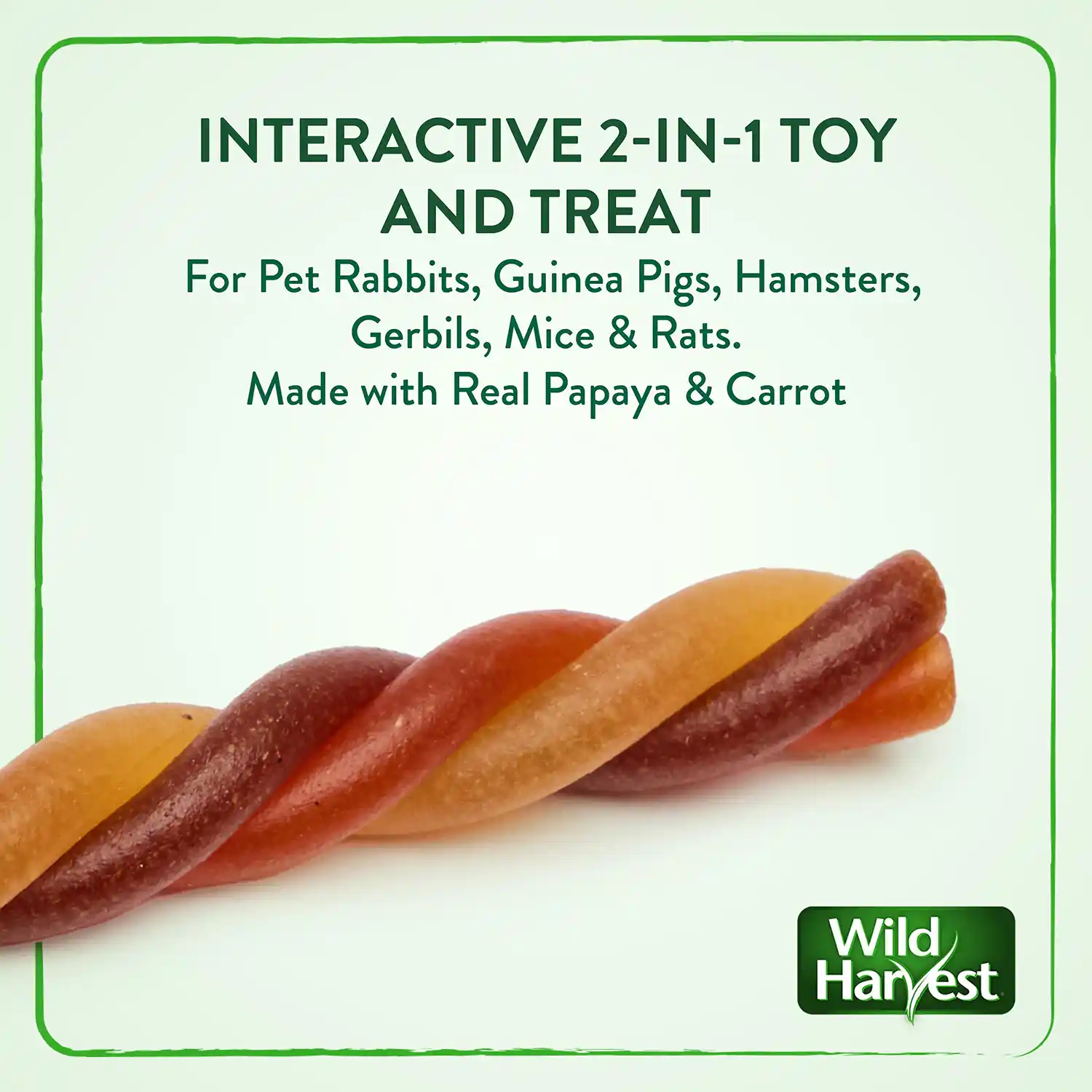 INTERACTIVE 2 IN 1 TOY AND TREAT For Pet Rabbits, Guinea Pigs, Hamsters, Gerbils, Mice & Rats. Made with Real Papaya & Carrot
